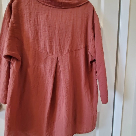 CMC Dusty Mauve Cowl Neck Loose Fit Half Sleeve Blouse Women's Size XL - Picture 5 of 8